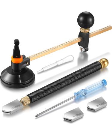 6 Pieces Glass Cutter Tool Set Includes Pencil Style Glass Cutting Tool 11.8 Inch/ 30 cm Adjustable Circular Glass Cutter 2-20 mm Carbide Glass Cutter Screwdriver Oil Dropper for Glass Tiles Mirror