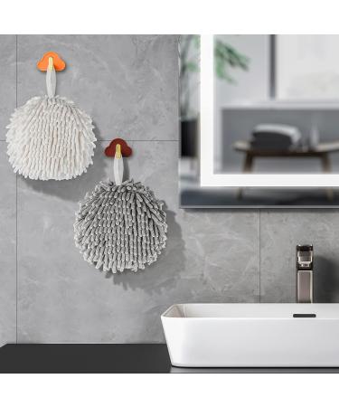 LIUVTILB 2 Pack Fuzzy Ball Towels - Super Fluffy Chenille Hand Towels - High Absorbency - Gray + White - Buy Online on SooperMarket.com