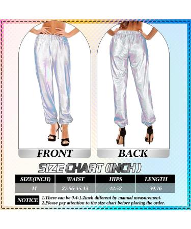 Women's Metallic Shiny Hip Hop Pants - 70s Disco Punk Trousers for Carnival, Halloween, Rave Dance Party - Silver - Buy Online on SooperMarket.com