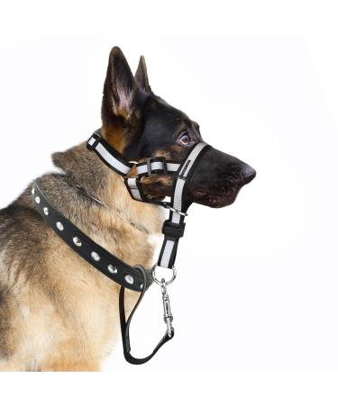 Dog Head Collar No Pull Gentle of Leader for Dogs Adjustable Dog Head Halter Reflective Anti-Pull Muzzle Leash Dog Nose Strap Easy to Control When Walking (Size L)