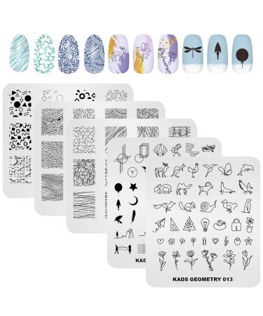 KADS 5pcs Nail Stamp Plates set Nails Art Stamping Plate Unique Irregular Geometry Pattern Nail plate Template Image Plate