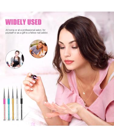 Sularpek 5 Pcs Nail Art Liner Brushes Set for Professional UV Gel Painting - Rhinestone Handle Design Brush Pen for Nail Art - Buy Online on SooperMarket.com