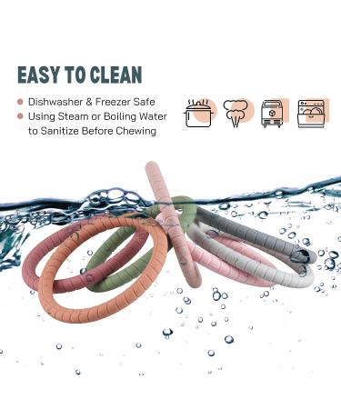 Sensory Silicone Teether Toy with Safety Bracelet - Baby Teething Ring | Food Grade Silicone | BPA & Phthalate-Free | Blue/Orange/Mint/Light Blue - Buy Online on SooperMarket.com