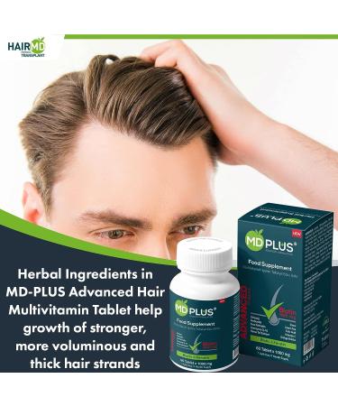 HairMD MD Plus Hair Growth Multivitamin Tablets - Biotin, Keratin, Saw Palmetto - Hair Loss Treatment & DHT Blocker - Buy Online on SooperMarket.com