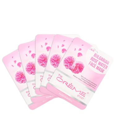 The Cr me Shop - Bulgarian Rose Water Full Face Masks Korean Facial Skin Care and Moisturizer - Hydrating Smooth Acne Eczema cream Natural Beauty Essence - 5 Sheets Set