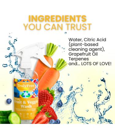 Truly Free Natural Fruit & Veggie Wash Kit - DIY Produce Cleaner Spray (16oz Bottle + 2 Pouches) - Eco-Friendly Vegetable & Fruit Cleaner - Buy Online on SooperMarket.com