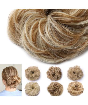 Scrunchy Scrunchie Hair Bun Updo Ponytail Hairpiece Curly Messy Donut Chignons -Light Brown & Bleach Blond 25g 25 g Light Brown & Bleach Blond
