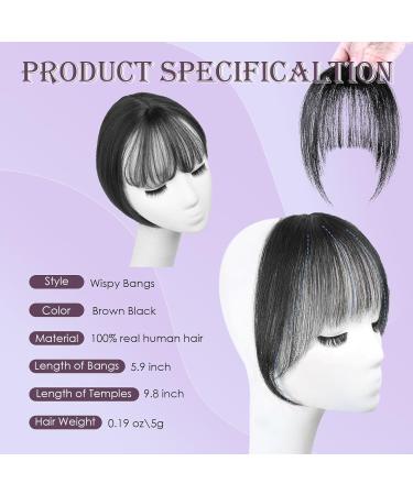 Real Hair Clip-In Fringe 100% Real Hair Clip in Bangs with Temples Remy Real Hair Fringe Bangs One Piece Human Hair Clip in Pony Fringe Extensions Natural Bangs for Women (Brown Black) - Buy Online on SooperMarket.com