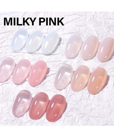 AILLSA Nude Gel Polish Set Pink Milky White Jelly Gel Nail Polish with Base and Top Coat Neutral Sheer Colors Translucent Gel Polish for French Manicure Soak Off U V Gel Starter Kit DIY at Home Crystal Castles - Buy Online on SooperMarket.com
