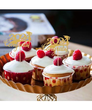 HOLIDYOYO 15pcs 2024 Graduation Cake Inserts Top Hat Cake Decors Class of 2024 Cupcake Picks 2024 Graduation Cupcake Toppers Graduation Cake Decorations Graduate Paper Dining Table - Buy Online on SooperMarket.com