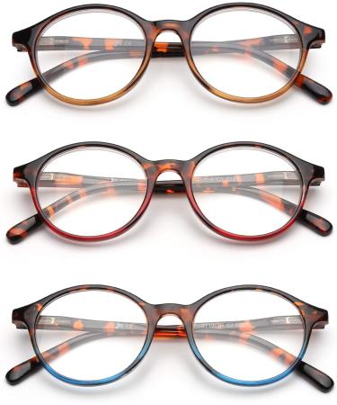 JM 3 Pack Vintage Round Reading Glasses - Spring Hinge Readers for Men & Women - 2.00 Magnification - Mixed Color - Buy Online on SooperMarket.com