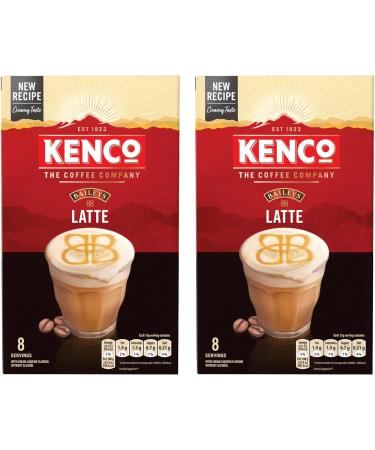 Kenco Latte Coffee Sachets Bundle with Baileys Rich Aroma Instant Coffee Total of 16 Individual Sachets (2X8)