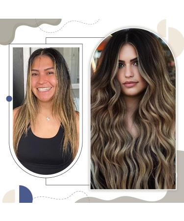 LAAVOO Balayage Tape Extensions - Real Hair Tape Extensions #1b/4/27 | 35cm | 50g | Invisible Seamless Hair Extensions for Natural Look - Buy Online on SooperMarket.com