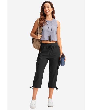 Soothfeel Women's Cargo Capris Pants - Lightweight Quick Dry Summer Pants | 6 Pockets, Ideal for Travel & Hiking | Casual Black X-Large - Buy Online on SooperMarket.com