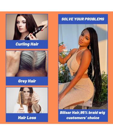Bilisar Box Braid Wig for Black Women - 30 Inch Hand Braided Synthetic Lace Front Wig with Baby Hair - Lightweight Knotless Cornrow Braids in Natural Black (1B) - Buy Online on SooperMarket.com