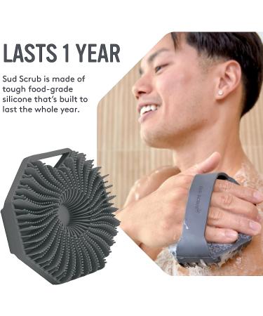 Antimicrobial Sud Scrub Silicone Body Scrubber - Exfoliating & Eco-Friendly Shower Brush for Sensitive Skin | Charcoal Infused - Buy Online on SooperMarket.com