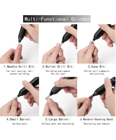 Electric Nail Drill Kit with 6 Changeable Drills - USB Manicure Sander & Polisher for Exfoliating, Grinding, and Polishing Acrylic Nails - Buy Online on SooperMarket.com