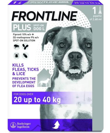 Frontline Plus For Dogs 20 to 40kg - 1 Pipette Flea And Tick Treatment For Dogs Frontline Flea Treatment For Dogs Frontline Spot On For Dogs Frontline For Dogs