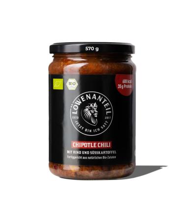 Lion content - stew "Chipotle Chili" - 570 g glass with the best beef and sweet potato - without adding sugar and gluten -free - healthy ready -made dish with a lot of protein - quantity: 1 1er