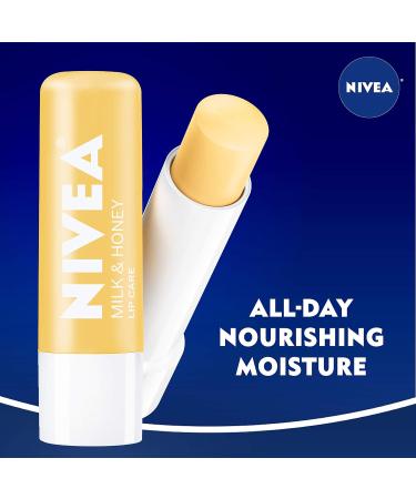 NIVEA Milk and Honey Lip Balm Stick with Shea Butter 4 Pack - 0.17 Oz Sticks - Buy Online on SooperMarket.com
