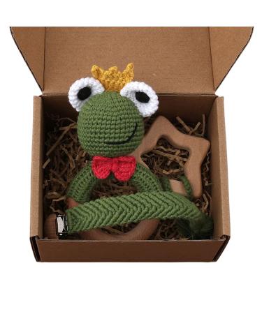 TIAN-K 3-piece set baby pacifier chain clip hook frog rattle beech teether tooth toy teether wood