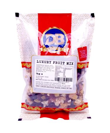 LUXURY DRIED FRUIT MIX - 1KG Bag | Dry Diced Fruit Mix | Jelly Fruits Mango Cranberry Pineapple Papaya Raisins Mulberry Figs Apricots Blueberries Cherries | Vegan Diet Friendly Snack