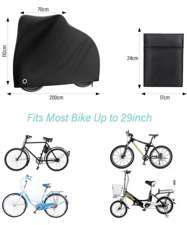 Waterproof Bicycle Cover - Durable 190T Protection Against Snow Dust & Rain - Bicycle Garage Cover with Castle Holes - 200x70x110cm with Carry Bag - Buy Online on SooperMarket.com