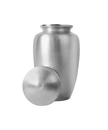 Cremation Urn for Adult Ashes Pewter Urn for Human Ashes Cremation Urns for Human Ashes Metal Hand Painted Burial and Funeral Cremation Urn With Elegant Finish - 10 Inch (25 CM) - Silver 10" Plain Silver