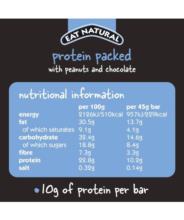 Eat Natural Protein Bars - Peanuts & Chocolate Nut Bar 20 x 45g - Gluten Free & Seriously Crunchy Snack Bars - 20 Count Pack - Buy Online on SooperMarket.com
