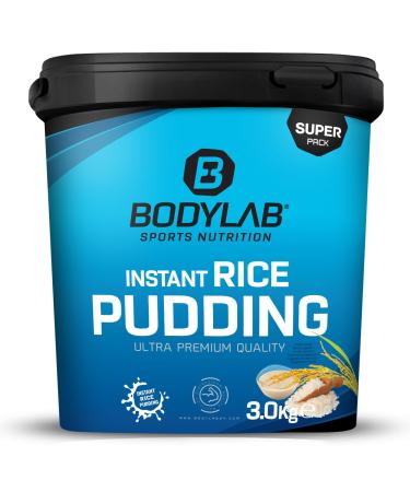 BODYLAB24 Instant Rice Pudding Kirsche 3kg with rice flour as the main ingredient well digestible the fast and delicious carbohydrate supply in mass structure or before training cherry 3 kg (1 Pack)
