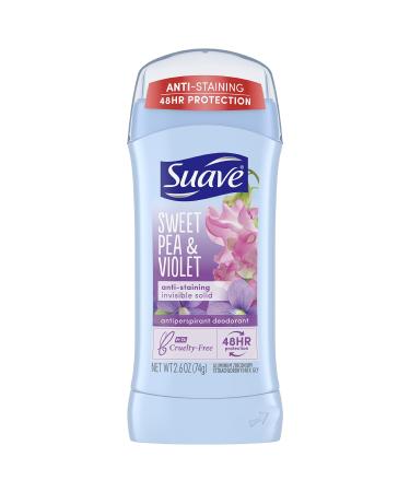 Suave Deodorant Antiperspirant Deodorant Stick 48-hour Odor and Wetness Protection Sweet Pea and Violet Deodorant for Women 2.6 oz