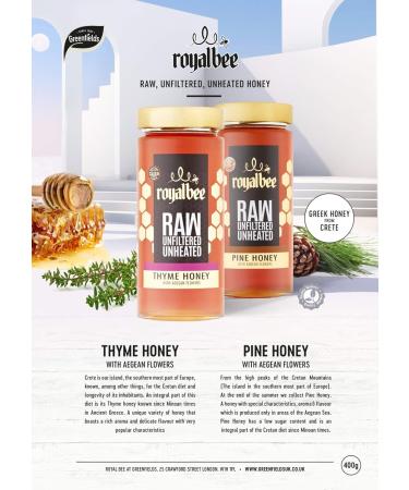 Royal Bee - Raw Thyme Honey with Aegean Flowers - Pure Greek Honey - 400g - Buy Online on SooperMarket.com