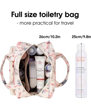 Large Beige Flamingo Toiletry Bag: Full Size Travel Makeup Organizer for Women - Buy Online on SooperMarket.com