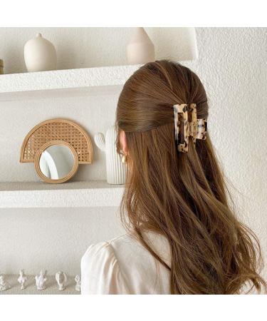 3 French Design Tortoise Shell Hair Claw Clips (2 Pack) - Stylish Rectangle Hair Clamp for Women & Girls - Buy Online on SooperMarket.com