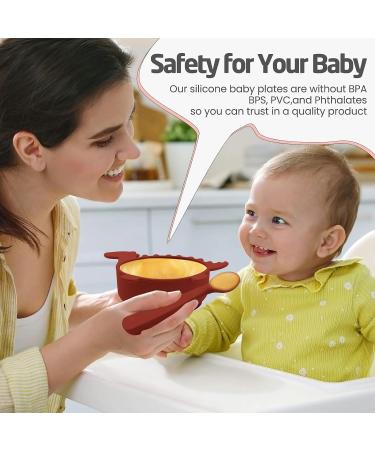 Silicone Baby Bowl with Suction - Food Grade BPA-Free Toddler Weaning Bowl in Red - Buy Online on SooperMarket.com
