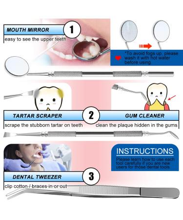 Dental Hygiene Oral Care Kit - Professional Teeth Cleaning Tools | Stainless Steel Dental Tools for Plaque and Tartar Removal | Includes Plaque Remover, Tartar Scraper, Tooth Scaler, Dental Pick - Sea Blue - Buy Online on SooperMarket.com