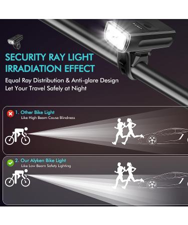 Alyken Bike Lights Set - Super Bright USB Rechargeable 1200 Lumen Front Headlight and Rear Taillight for Night Riding Safety - Buy Online on SooperMarket.com