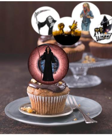 24 x Pre-Cut Halloween Mix 4 Edible Stand up Wafer/Rice Paper Cupcake Toppers Birthday Party Cake Decorations Scary Zombie Reaper - Buy Online on SooperMarket.com
