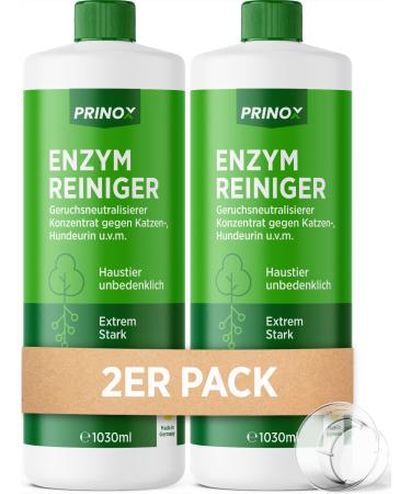 Prinox 2x 1030ml enzyme cleaner concentrate i strong odor remover i results in up to 80l odor neutralizers i eliminates dogurine cat urine smell deeply and much more.I made in de 2.06 l (1 Pack)