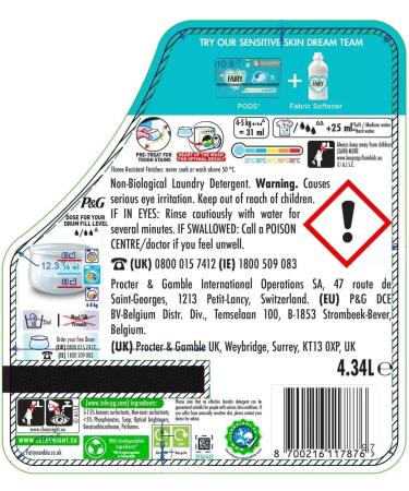 Fairy Non Bio Laundry Detergent Liquid - Hypoallergenic Tested - 140 Wash 4.34L - Buy Online on SooperMarket.com