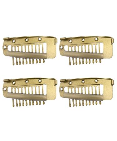 4 Gold Hair Extension Clamps - Metal Wig Clinging Snap Wing Brackets with 10 Teeth for Women's Hair Extensions - Buy Online on SooperMarket.com