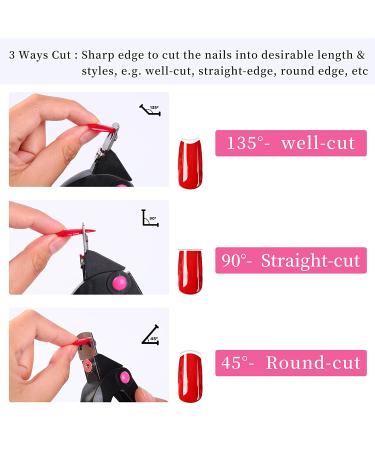 Adjustable Acrylic Nail Clippers with Sizer for Manicures - Nail Trimmer and Cutter for DIY Nail Art in Black - Buy Online on SooperMarket.com