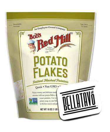 Creamy Potato Flakes Bundle. Includes One-16 oz Resealable Bag of Bobs Red Mill Potato Flakes Instant Mashed Potatoes and a BELLATAVO Ref Magnet!