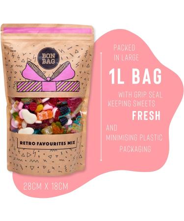 BON BAG - Classic Retro Favourites Pick And Mix Sweets 1L Pouch Party Bags Of Sweets. Bulk Candy Assortment In Large Resealable Bag (800g) - Buy Online on SooperMarket.com