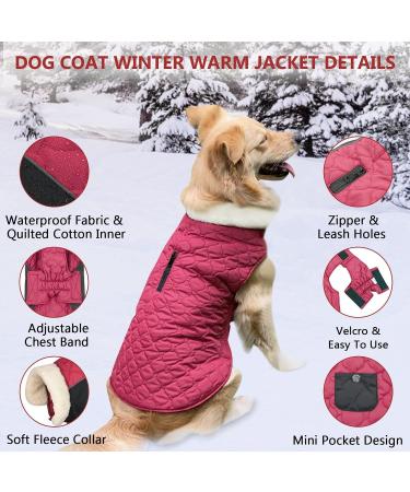Etechydra Reversible Waterproof Dog Coat Vest with Reflective Trim, Warm Fleece Collar | Red+Black | Small - Buy Online on SooperMarket.com