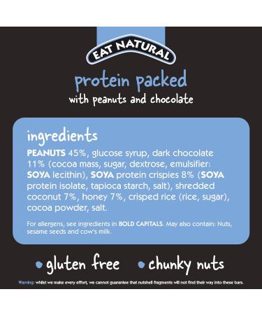 Eat Natural Protein Bars - Peanuts & Chocolate Nut Bar 20 x 45g - Gluten Free & Seriously Crunchy Snack Bars - 20 Count Pack - Buy Online on SooperMarket.com