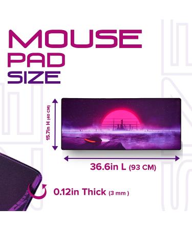 MouseOne Thasis Extended Gaming Mouse Pad - Retrowave Edition | Micro-Textured, Stitched Edges, MediumFast Speed - Buy Online on SooperMarket.com