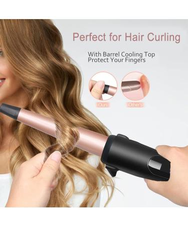 Hair Curling Wand 19-32MM Tapered Curling Iron Professional Ceramic Hair Curler Wand with Heat-Resistant Glove Dual Voltage - Buy Online on SooperMarket.com