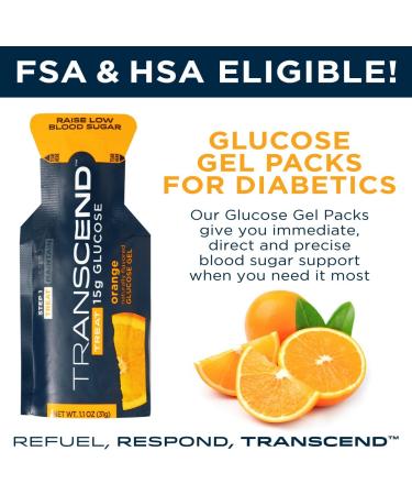 Transcend Glucose Gel Packs - Orange - 15 Pack (1.1oz Each) - FSA/HSA Eligible - Made in USA - Blood Sugar Support for Diabetics - Buy Online on SooperMarket.com