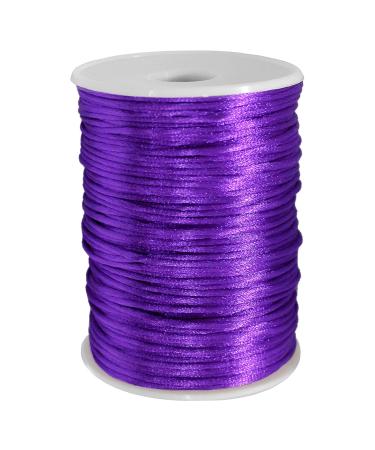 FQTANJU Purple 2mm x 100 Yards Satin Nylon Trim Cord, Rattail, Chinese Knot, Kumihimo, Premium Quality